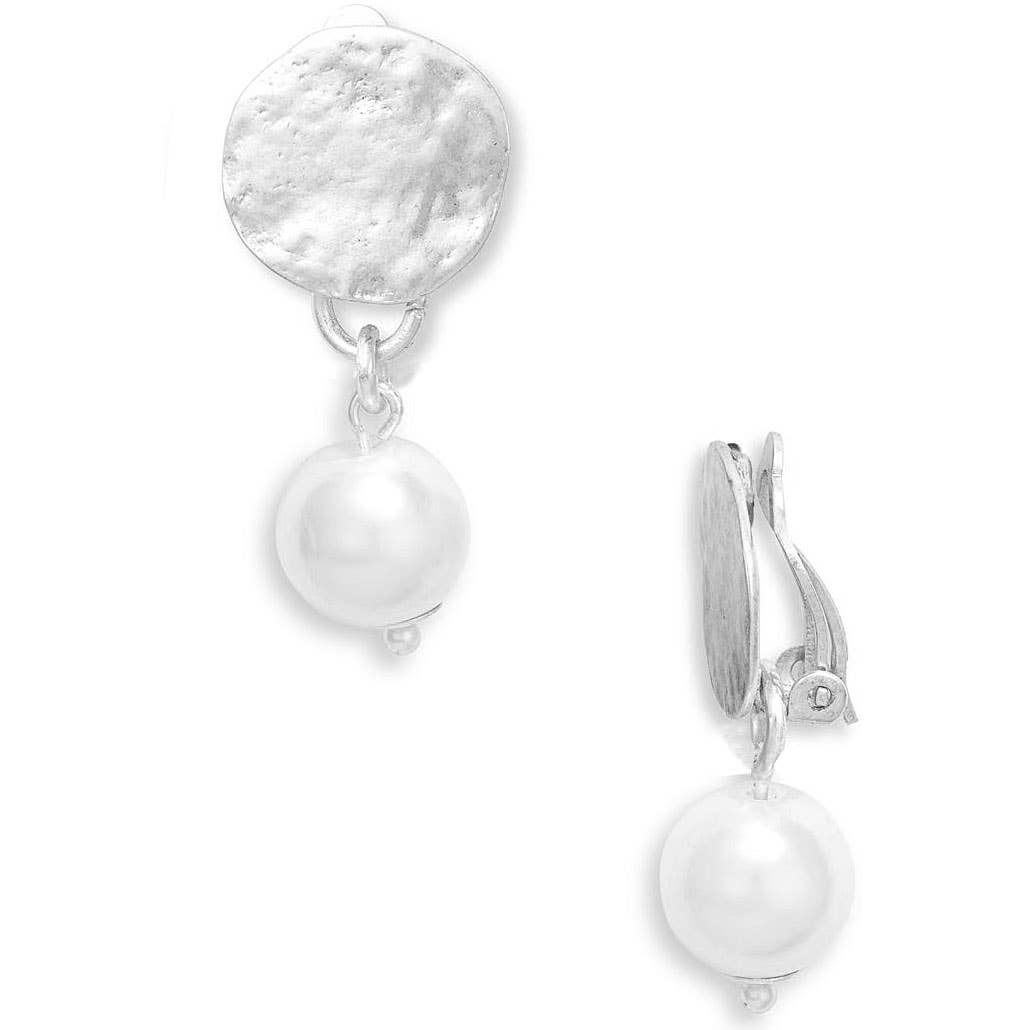 Pearl Drop Coin Clip-On Earrings