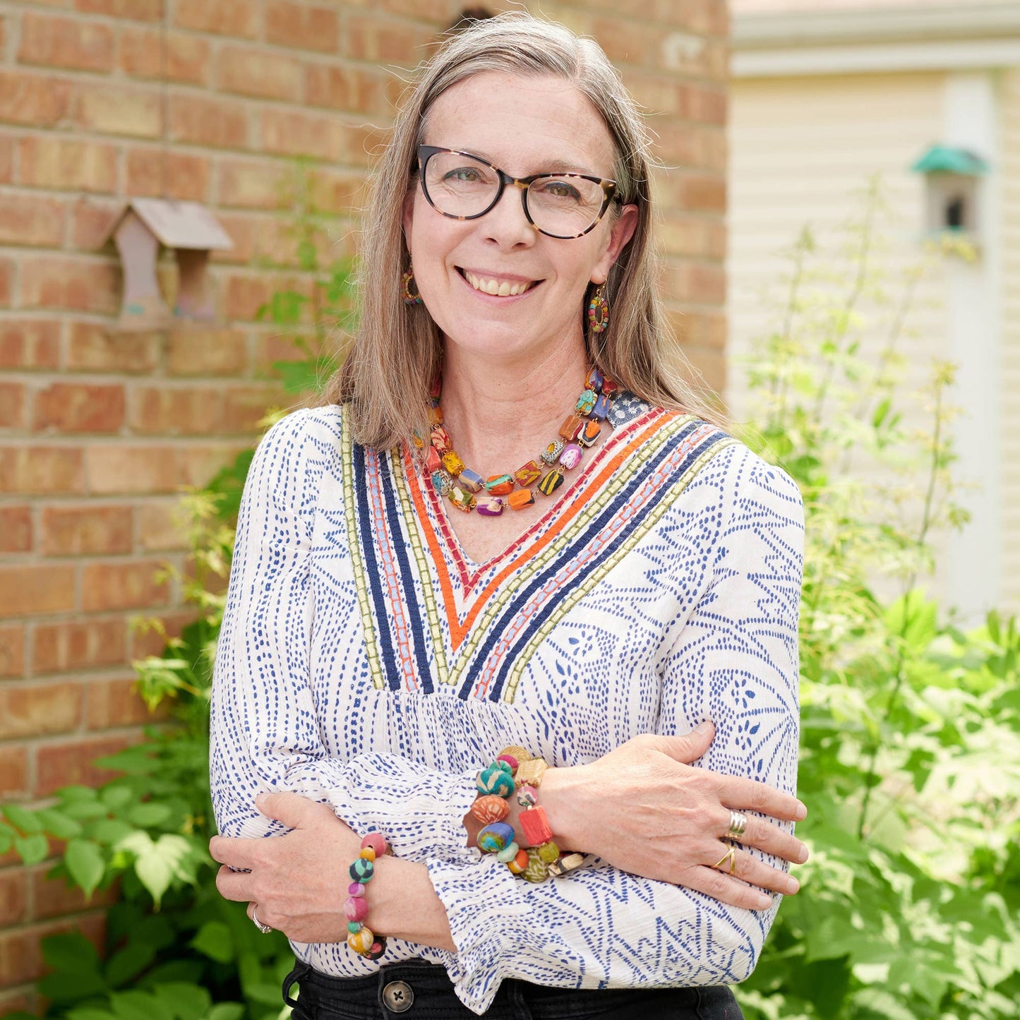 Kantha Fluid Rectangle Necklace