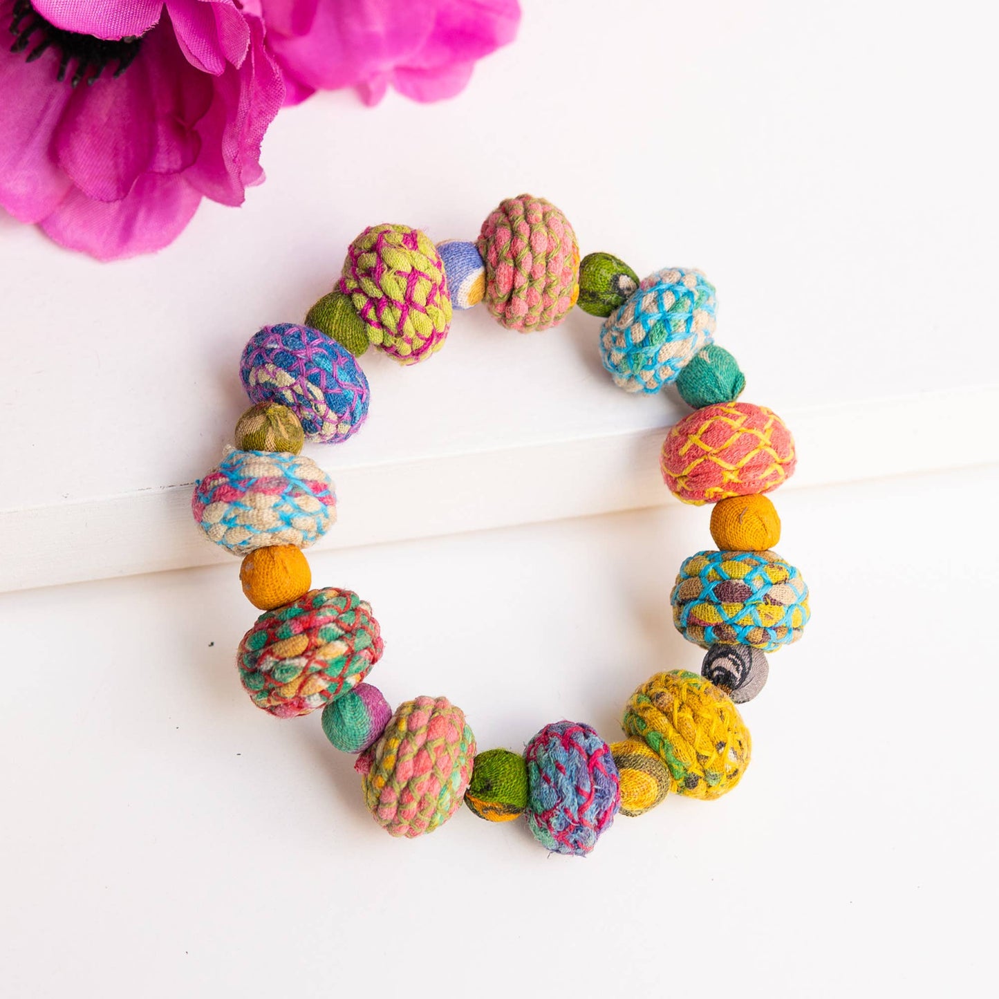 Threaded Kantha Bauble Bracelet