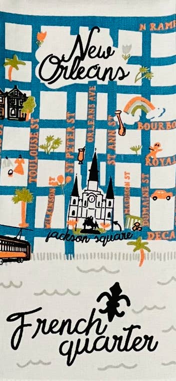 French Quarter Map Kitchen Towel