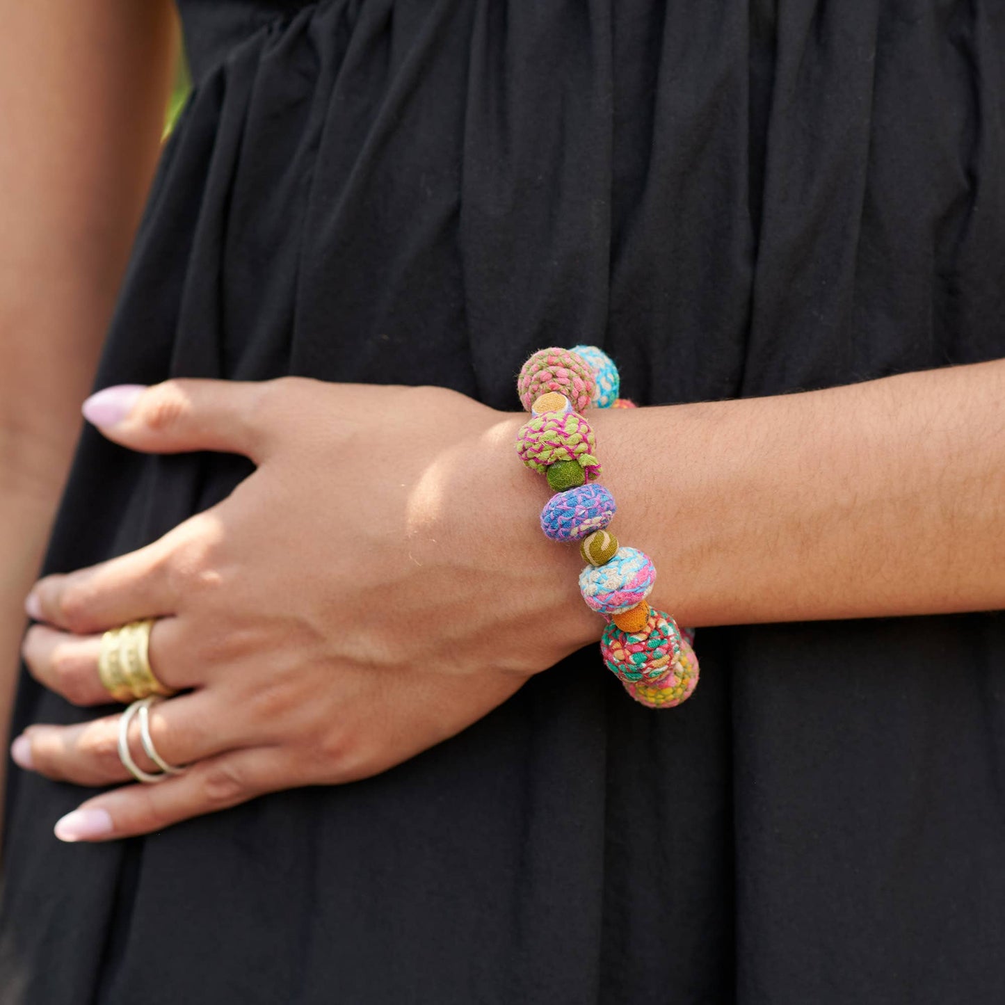 Threaded Kantha Bauble Bracelet