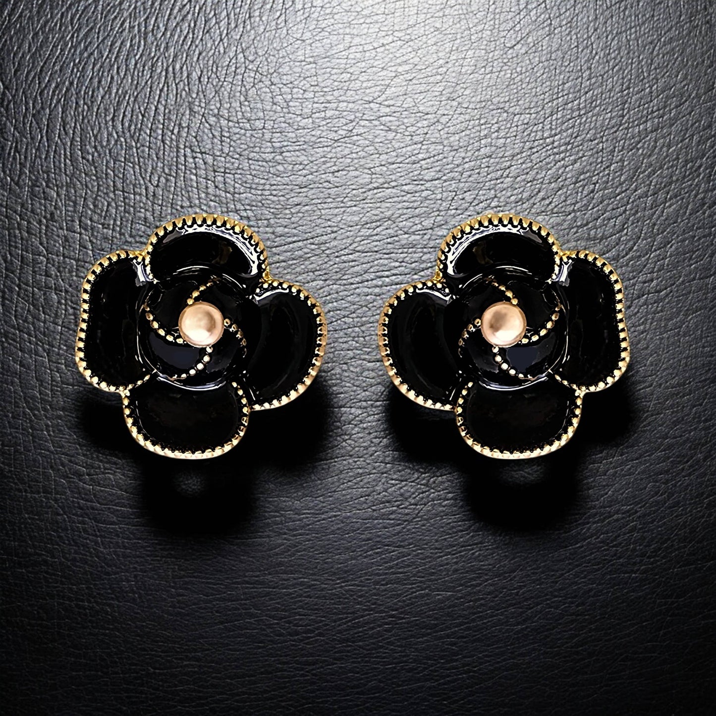 Black Flower Earrings