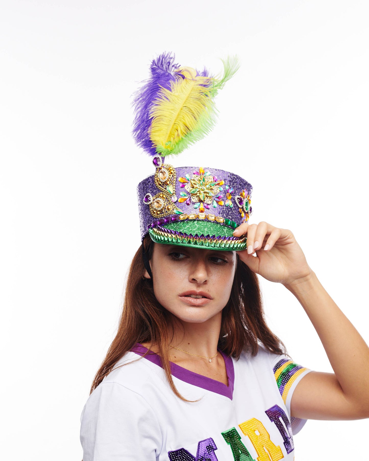 Mardi Gras Feather Captain Hat
