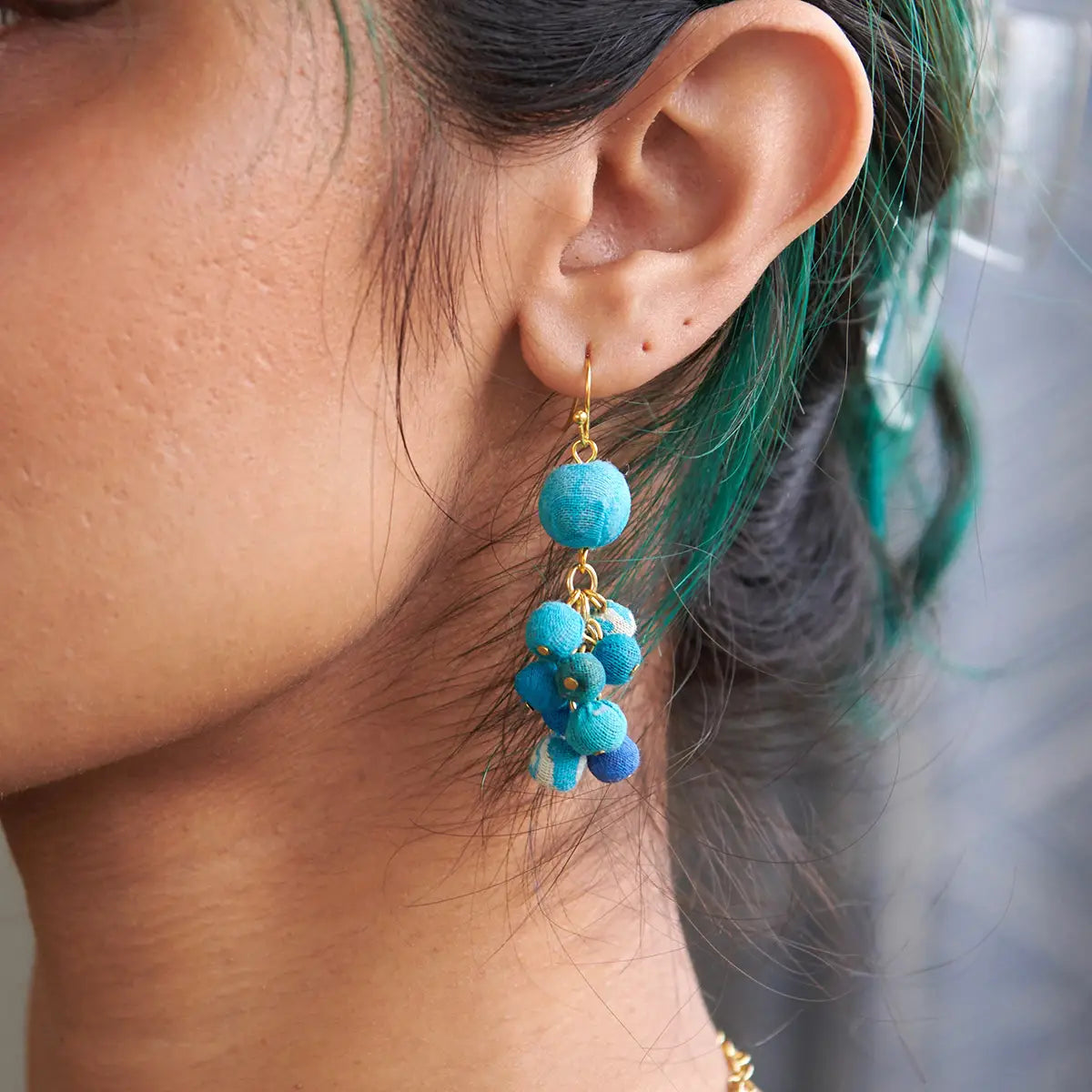 Azure Dangle Cluster Earrings