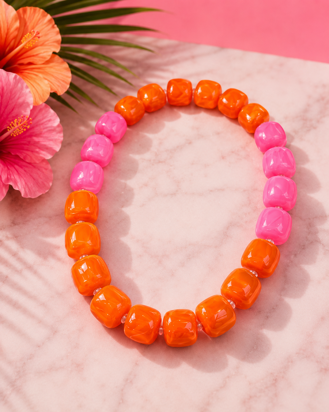 Orange and Pink Statement Necklace