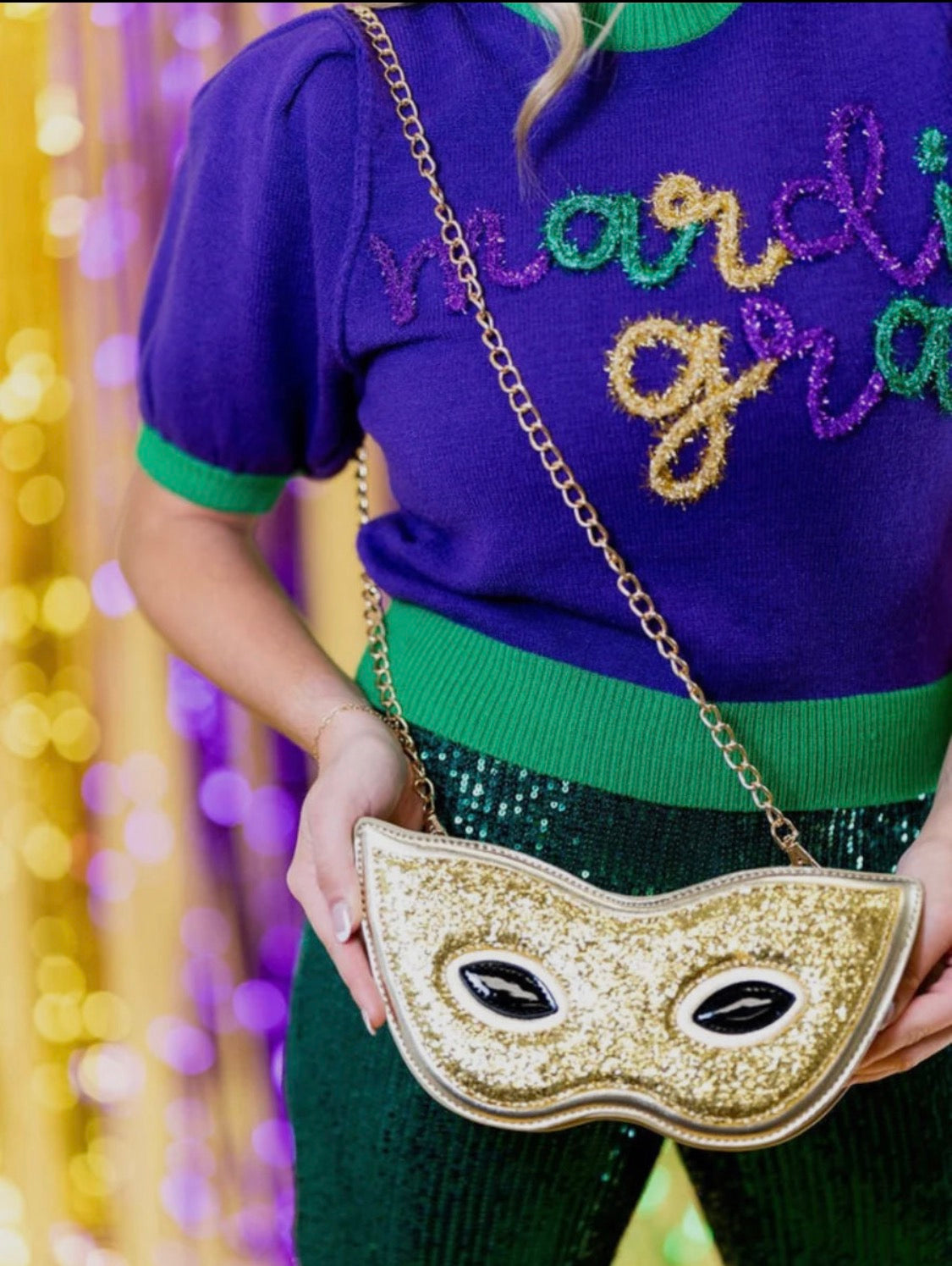 Mardi Gras Mask Crossbody Purse