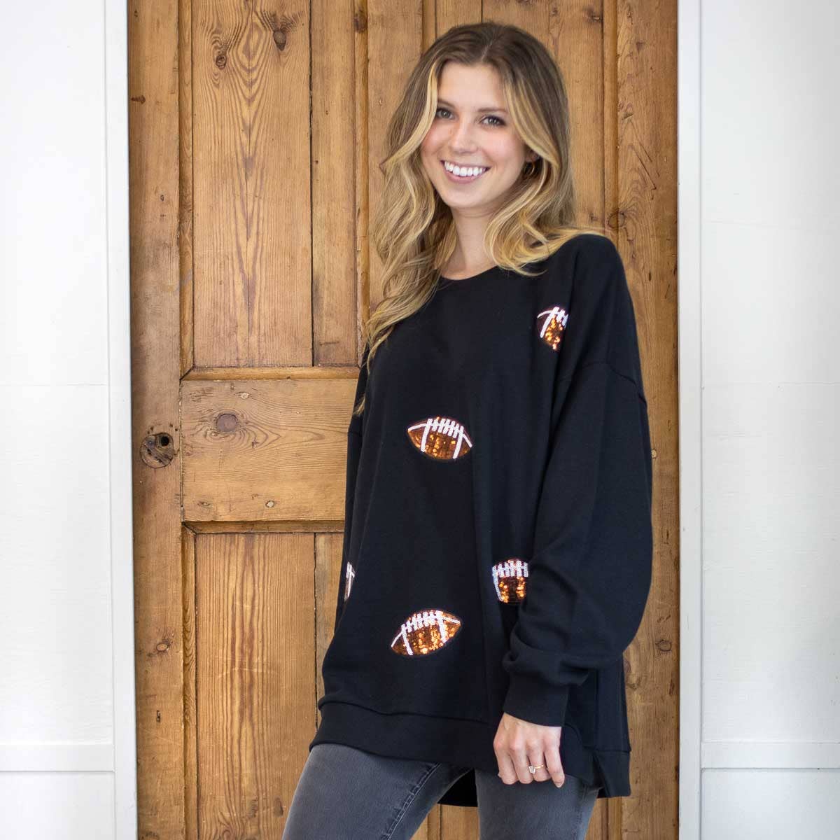 Football Sequin Sweatshirt