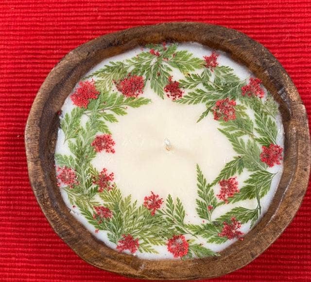 Holiday "Yuletide" Round Dough Bowl Soy Candle
