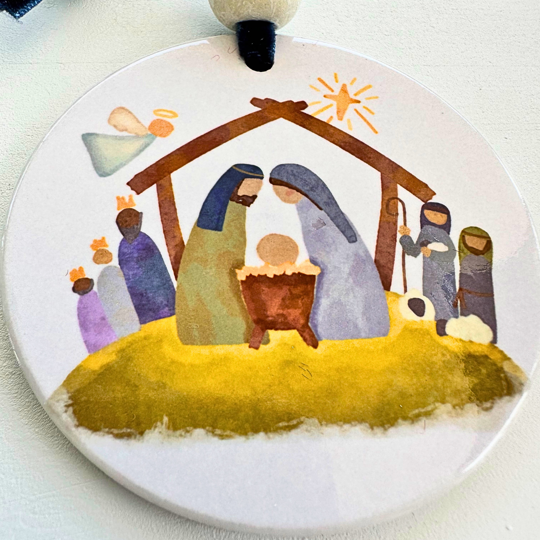 Nativity Watercolor Ornament
