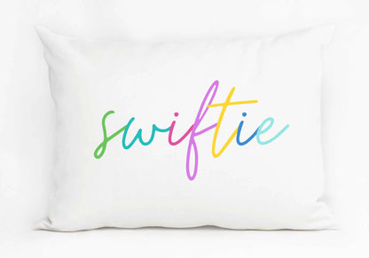 Swiftie colorblock script pillow