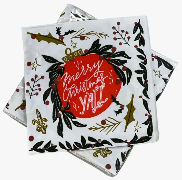 “Merry Christmas Y'all” Cocktail Napkins