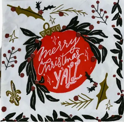 “Merry Christmas Y'all” Cocktail Napkins