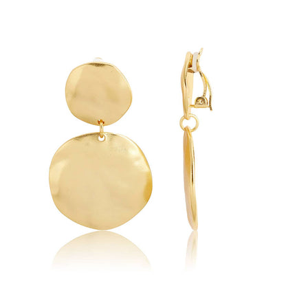 Irregular Discs Clip-On Dangle Earrings