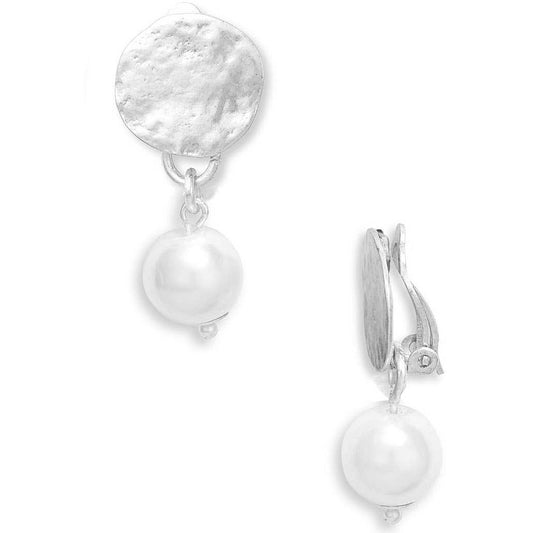 Pearl Drop Coin Clip-On Earrings