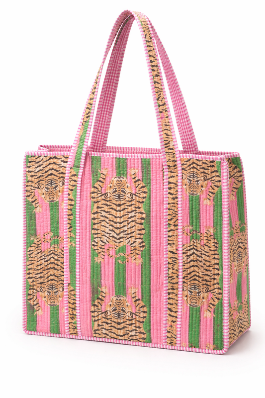 Quilted Tiger Tote Bag