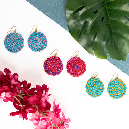 Kantha Wrapped Disc Earrings