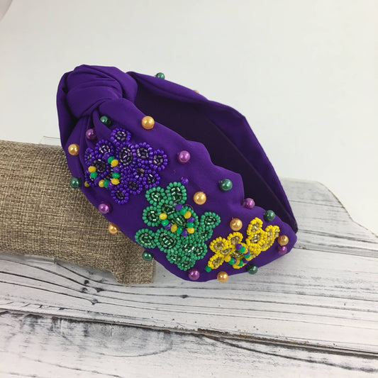 Mardi Gras Bead Dog Headband