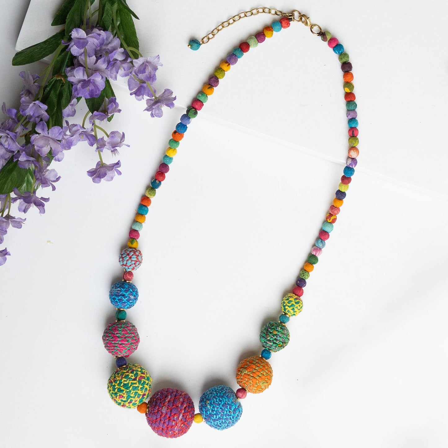 Threaded Kantha Graduated Necklace
