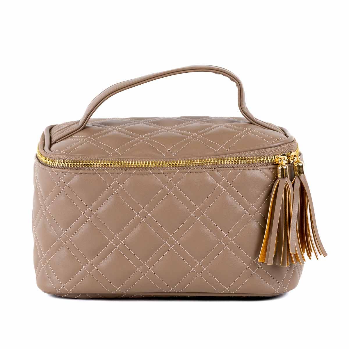 Taupe Brighton Quilted Train Case