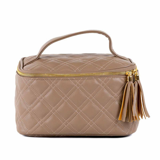 Taupe Brighton Quilted Train Case