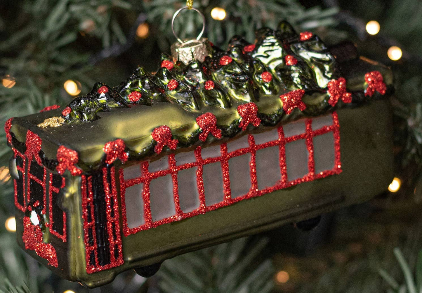Handblown Glass Streetcar Ornament