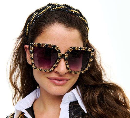 Black and Gold Stone Sunglasses