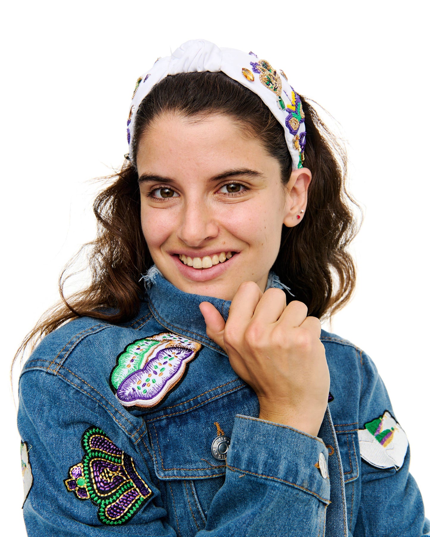 Mardi Gras Patched Denim Jacket