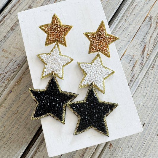 Star Black and Gold Earrings