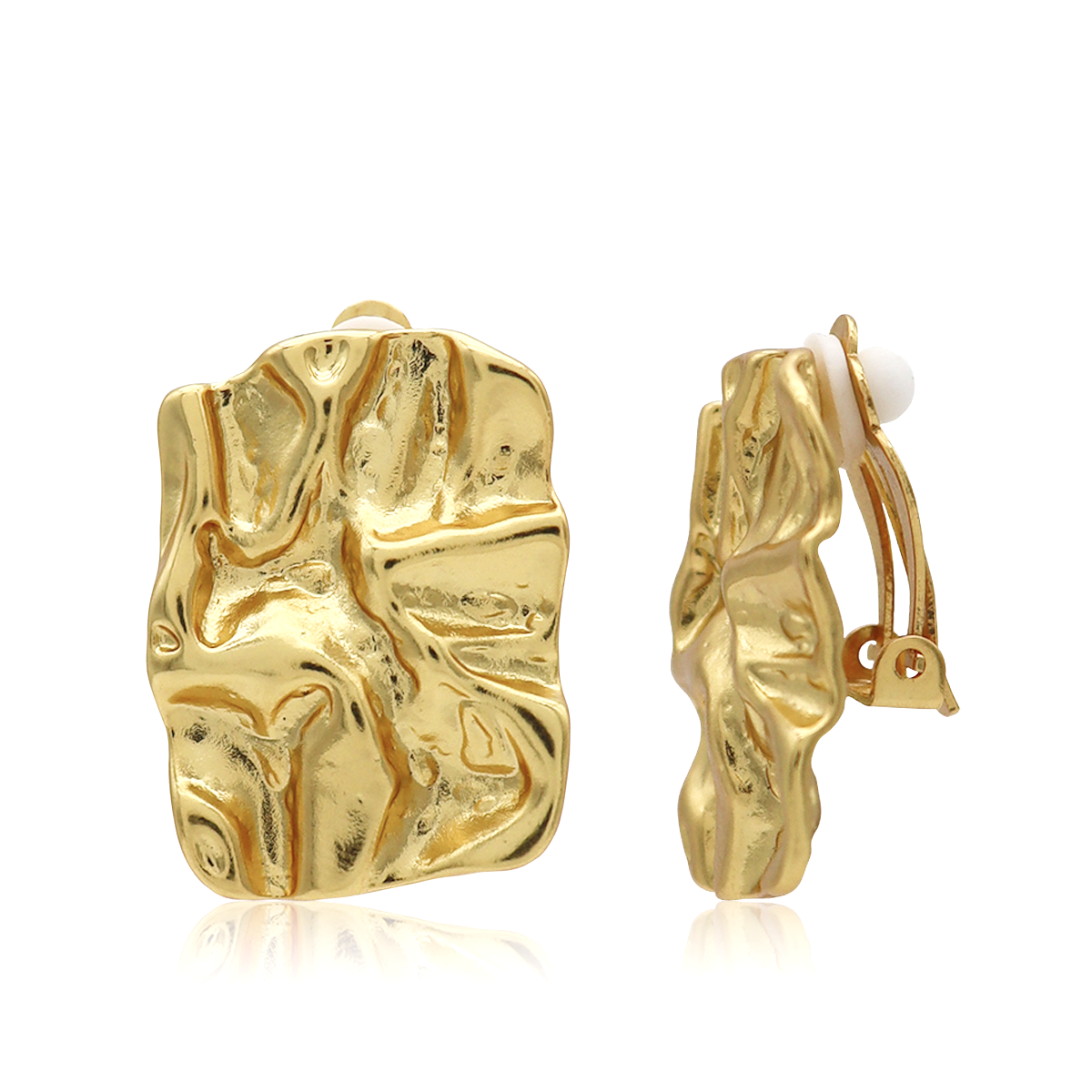 Crumpled Foil Clip-On Earrings