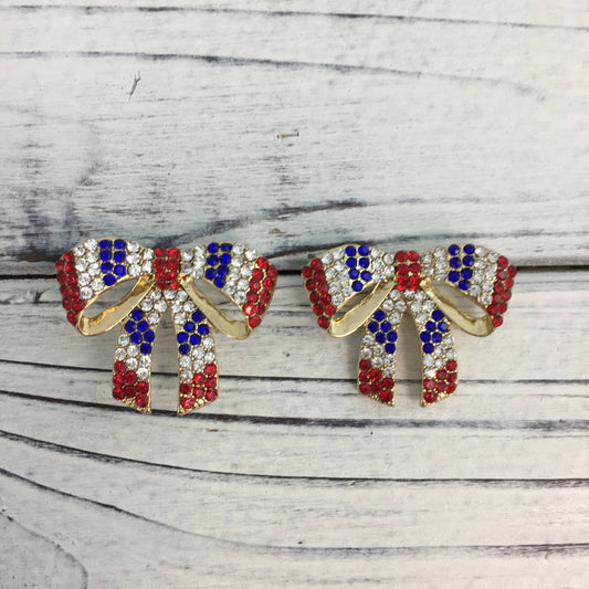 American Rhinestone Bow Earrings