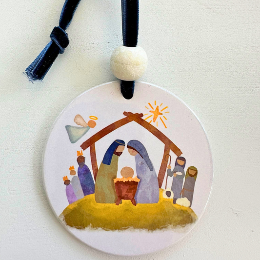 Nativity Watercolor Ornament