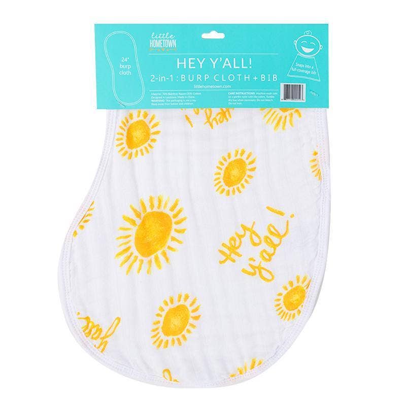 Hey Ya'll! Baby Burp Cloth and Bib Combo