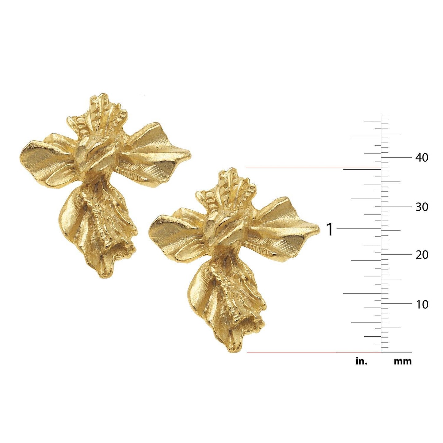 Gold Vintage French Cross Stud Earrings