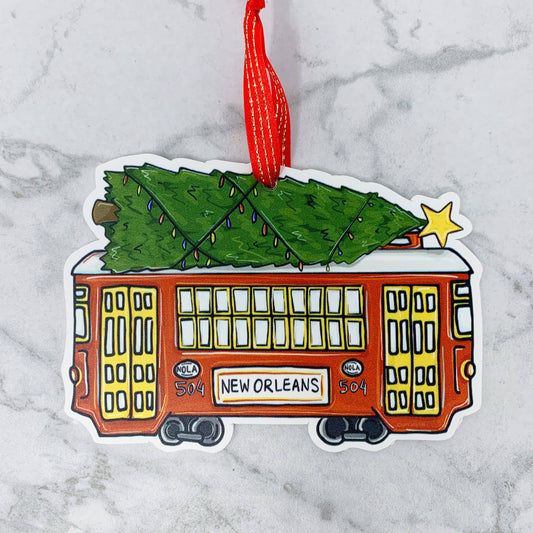 Red Streetcar Christmas Tree Ornament