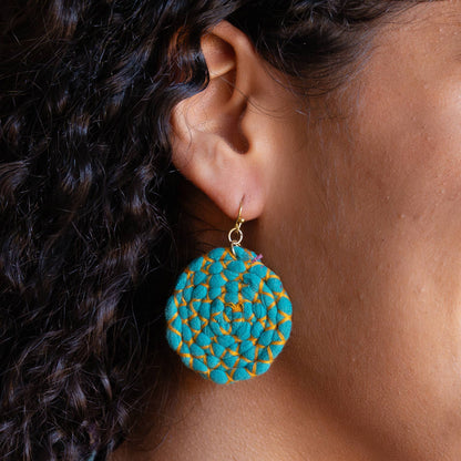 Kantha Wrapped Disc Earrings