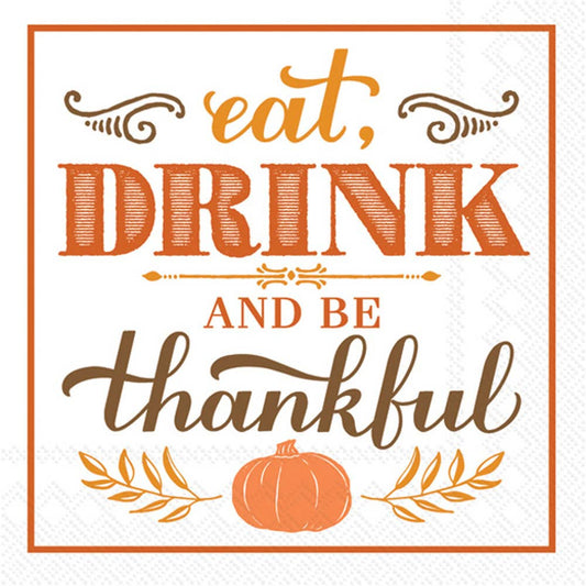 “Eat, Drink, and Be Thankful” Cocktail Napkins