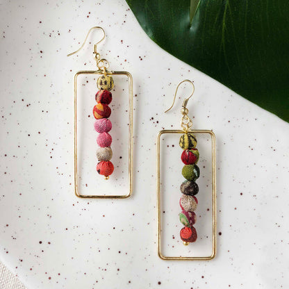 Framed Kantha Earrings