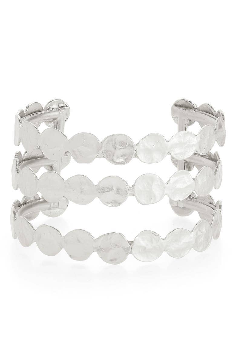 Elegant Three-Row Coin Cuff Bracelet