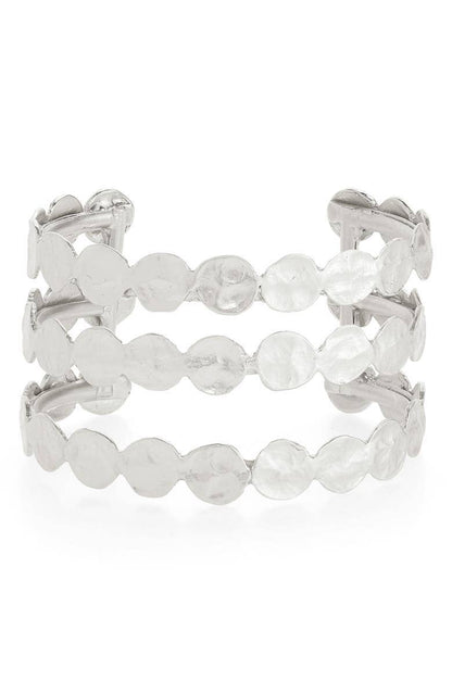 Elegant Three-Row Coin Cuff Bracelet