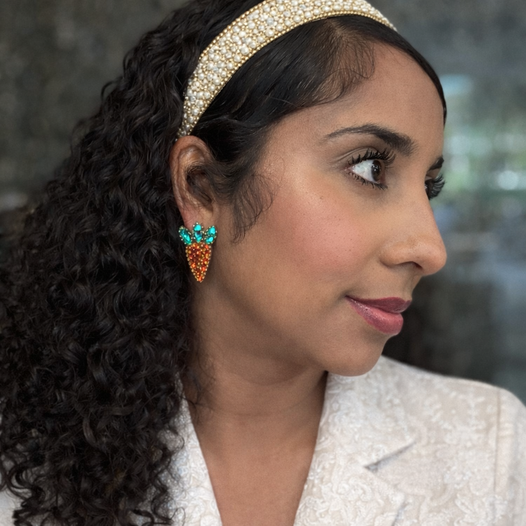 Carrot Rhinestone Stud Earrings