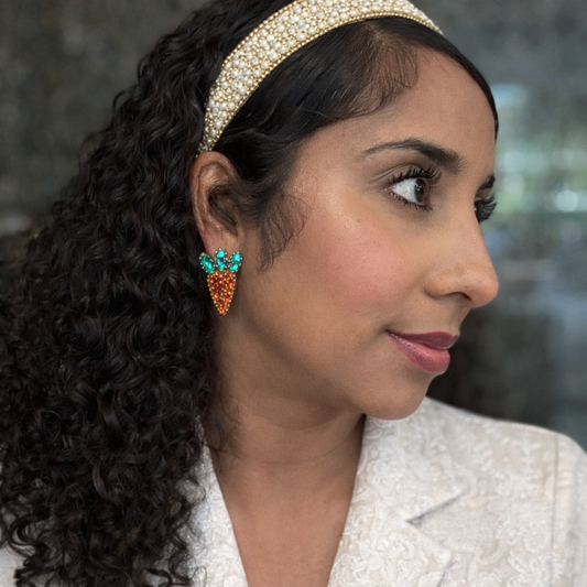 Carrot Rhinestone Stud Earrings