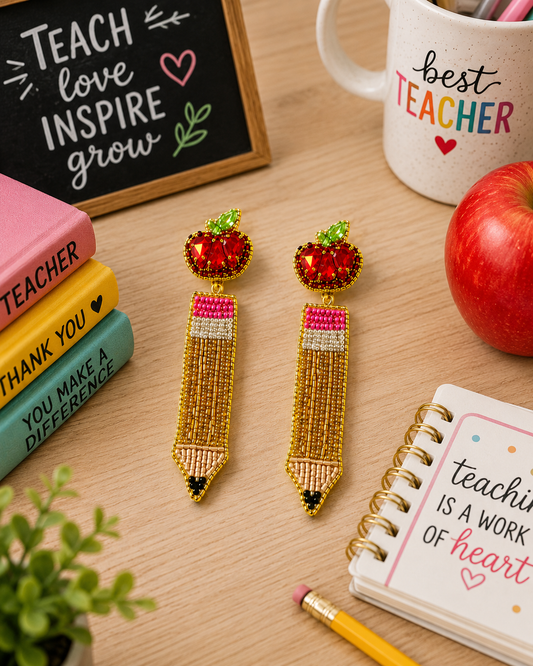Apple and Pencil Earrings