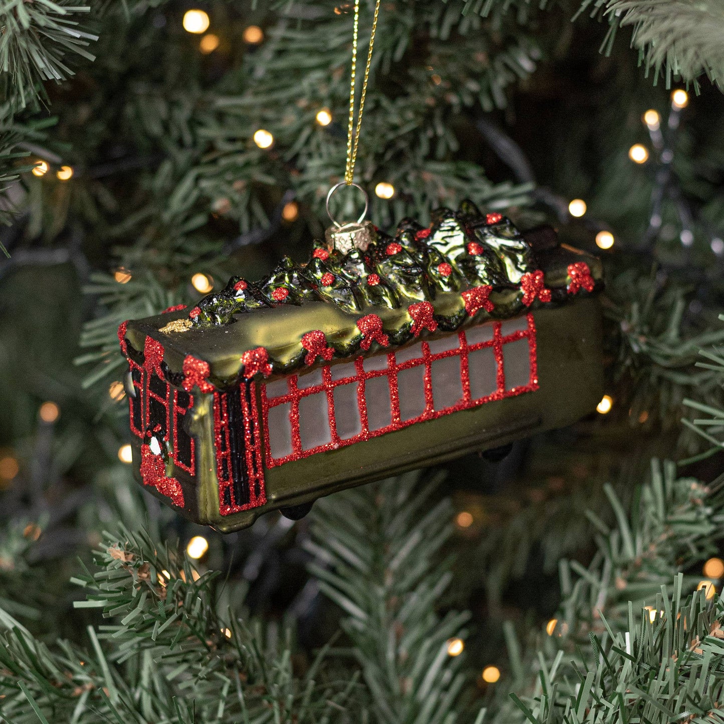 Handblown Glass Streetcar Ornament