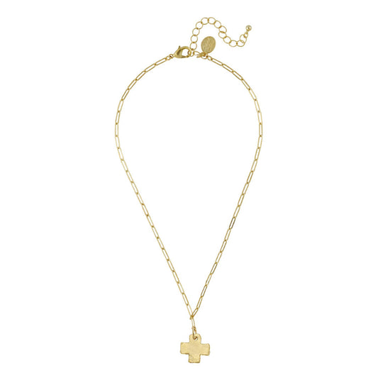 Gold Cross Paperclip Necklace