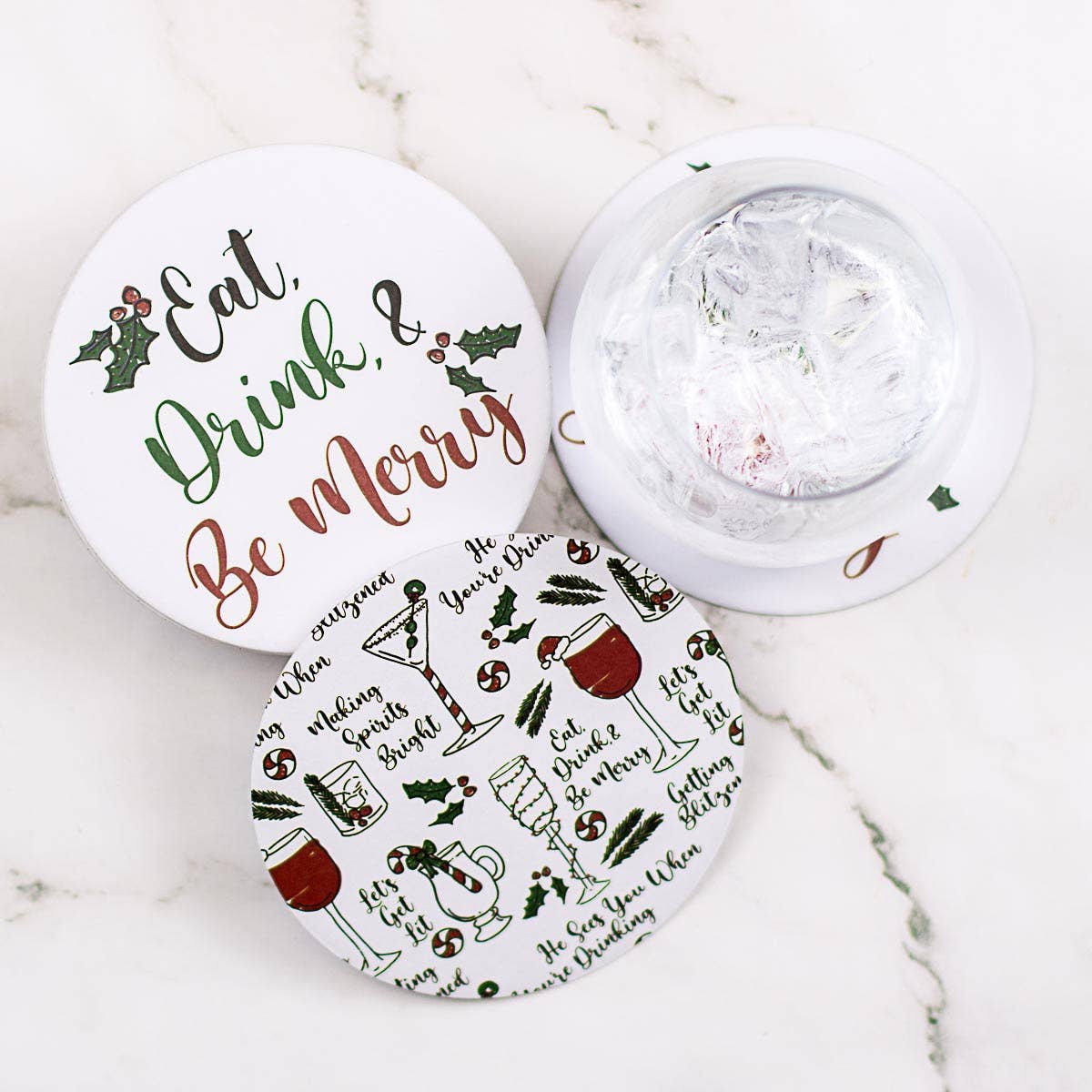 Be Merry Reversible Paper Coasters