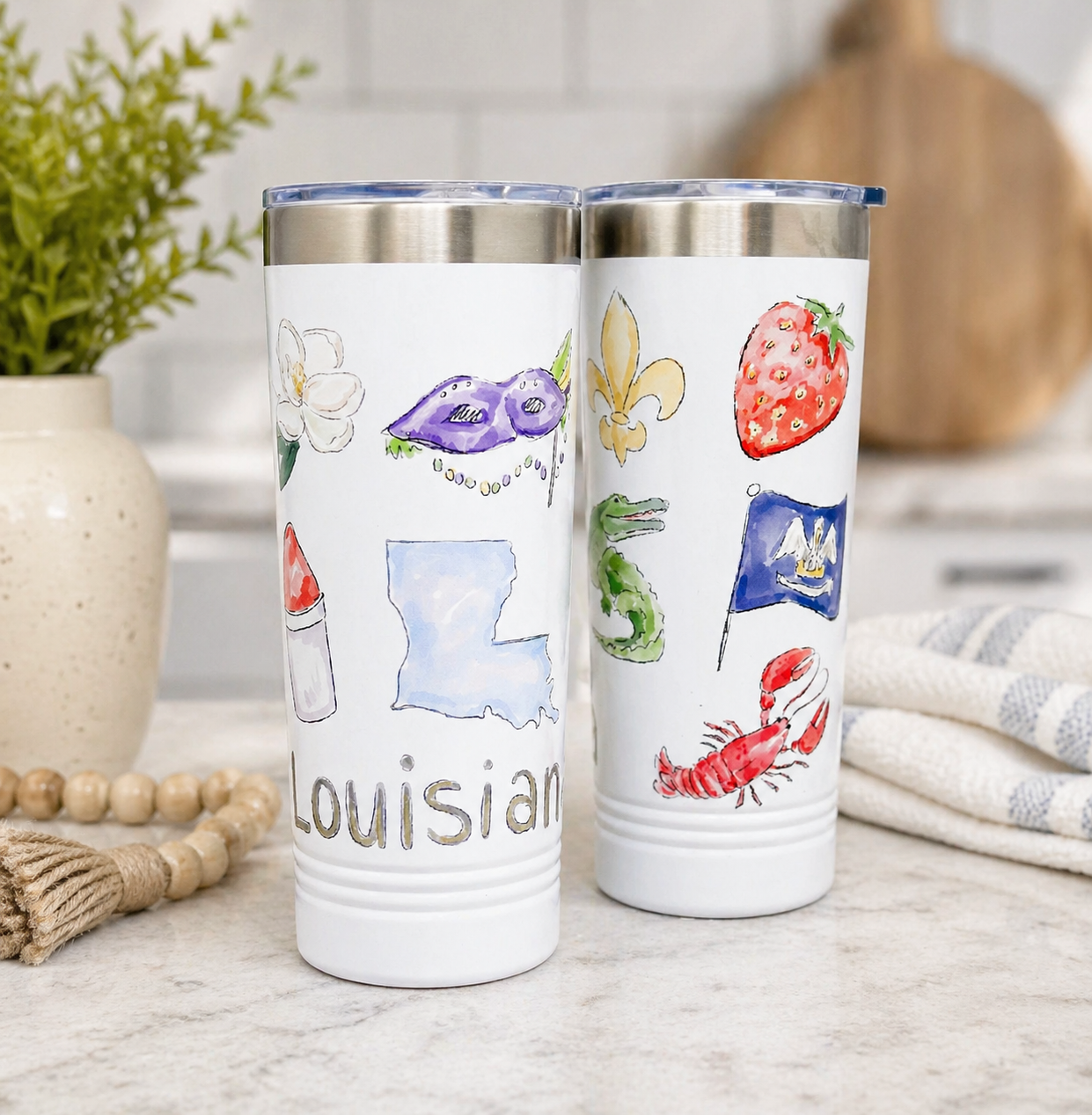 Louisiana Icons Skinny Tumbler