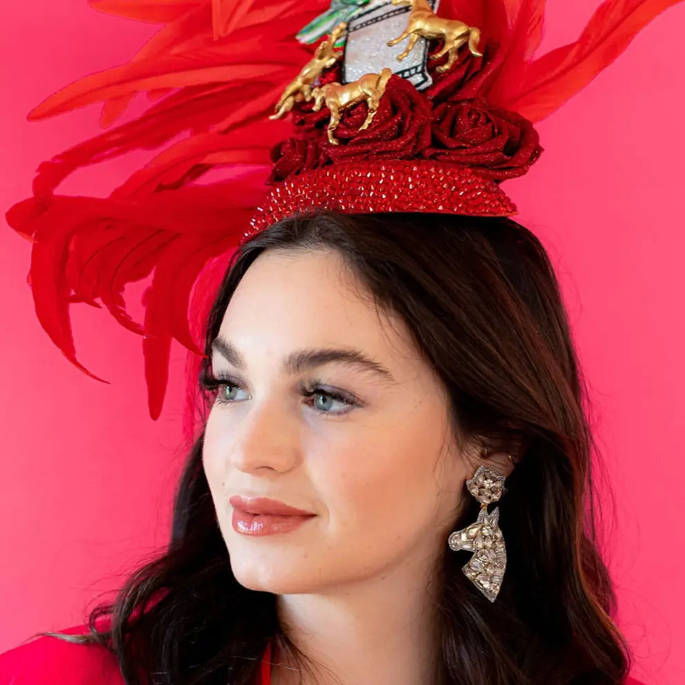 Derby Rhinestone Horse Earrings