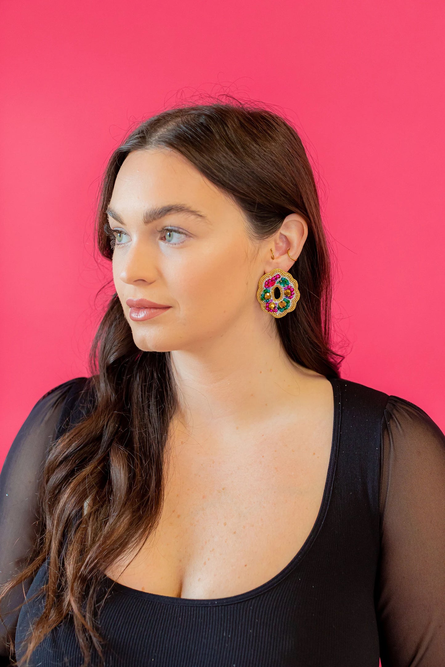 Mardi Gras King Cake Stud Earrings