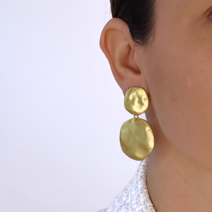 Irregular Discs Clip-On Dangle Earrings
