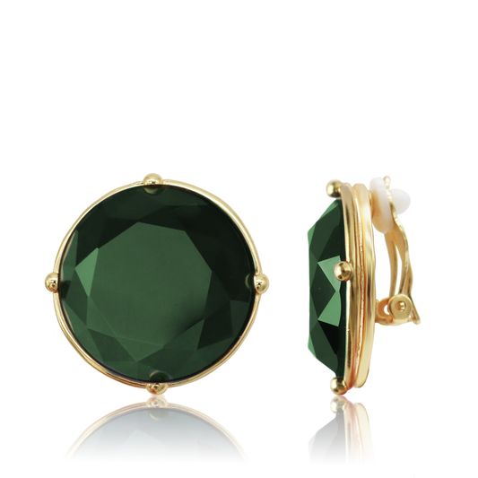 Cabochon Emerald Clip-On Earrings